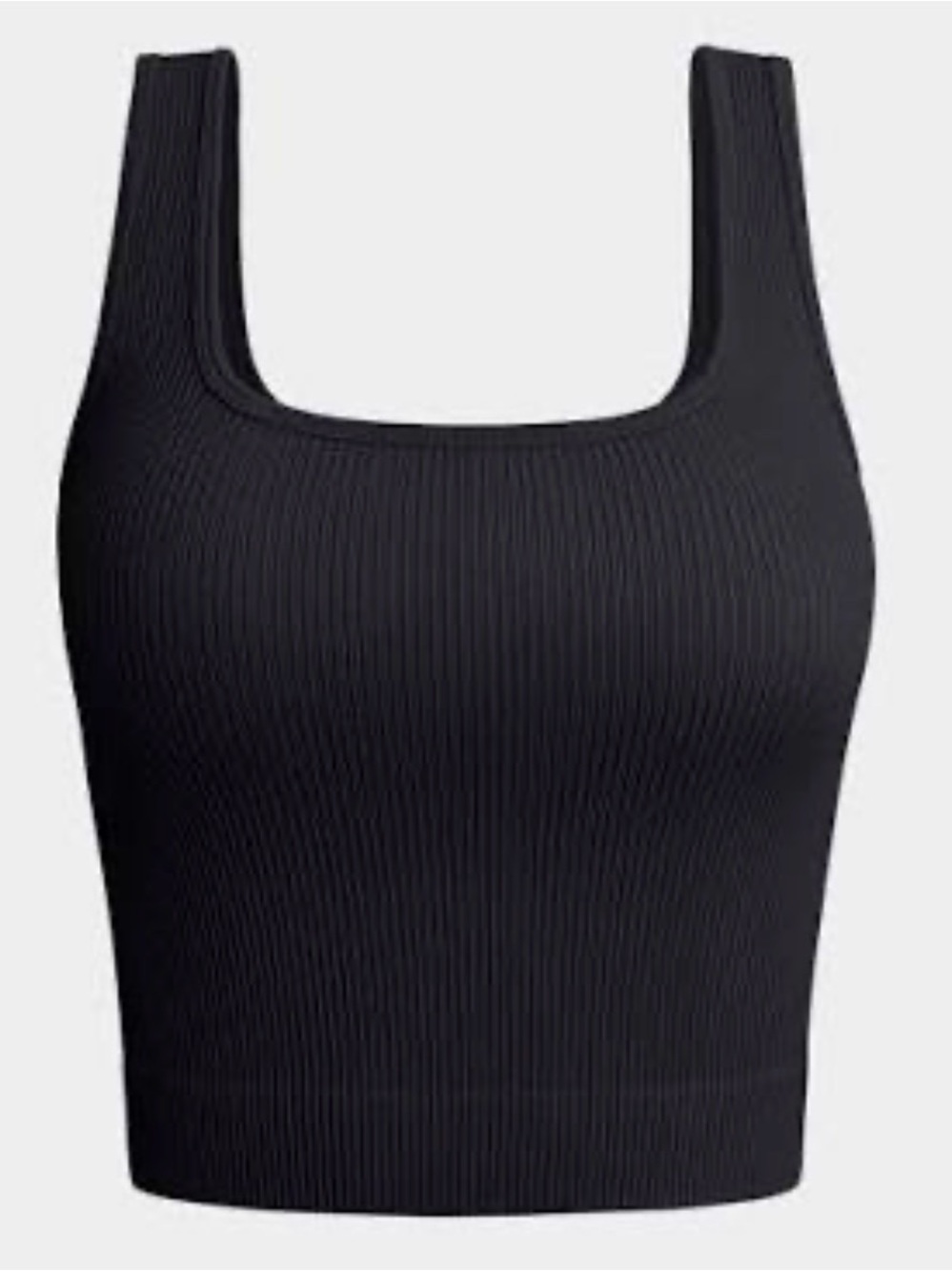 NEW OQQ Square-Neck Ribbed Crop Tank Top - Black